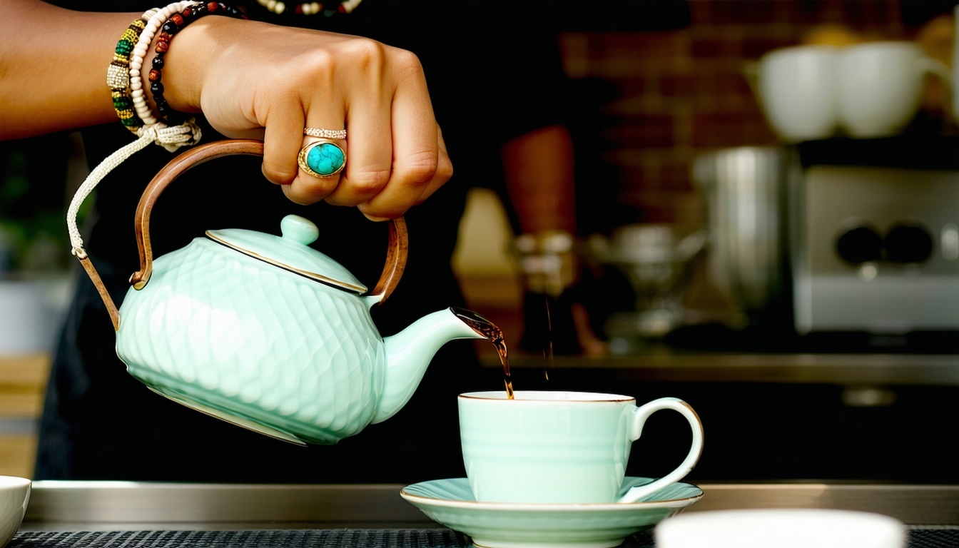 a person pouring into a cup